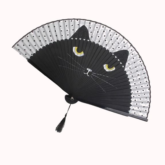 COOL KITTY WOOD & SILK FAN