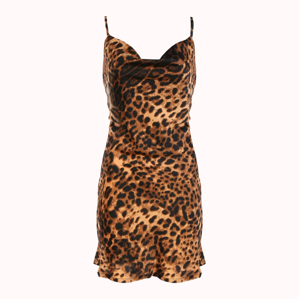 PARTY PREDATOR LEOPARD SPAGHETTI STRAP DRESS