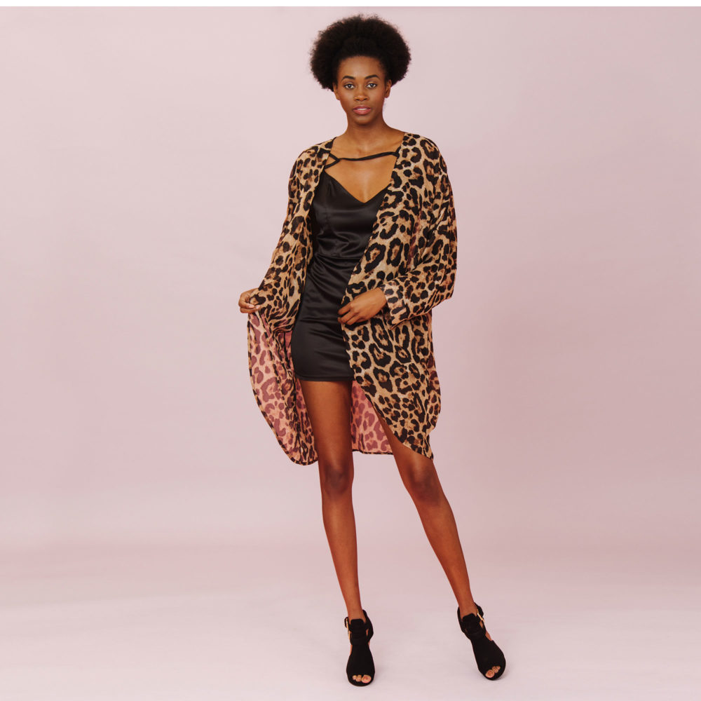 LEOPARD CHIFFON KIMONO