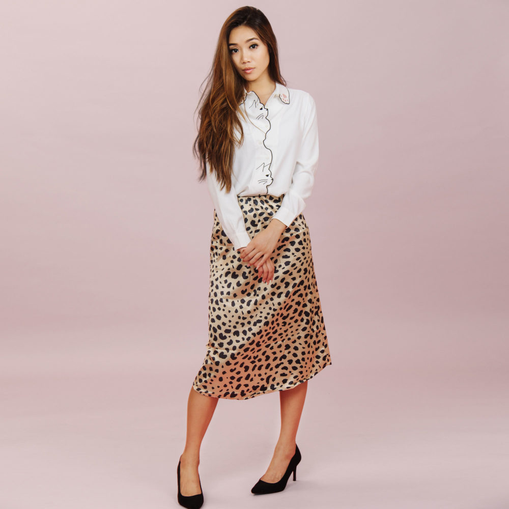 SPOTTED KITTY MIDI SKIRT