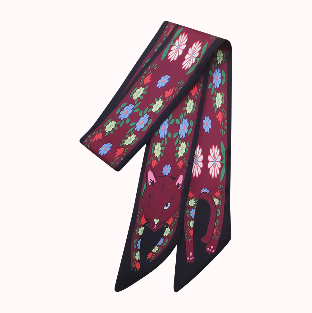 FLORAL KITTY SASH SCARF MAROON