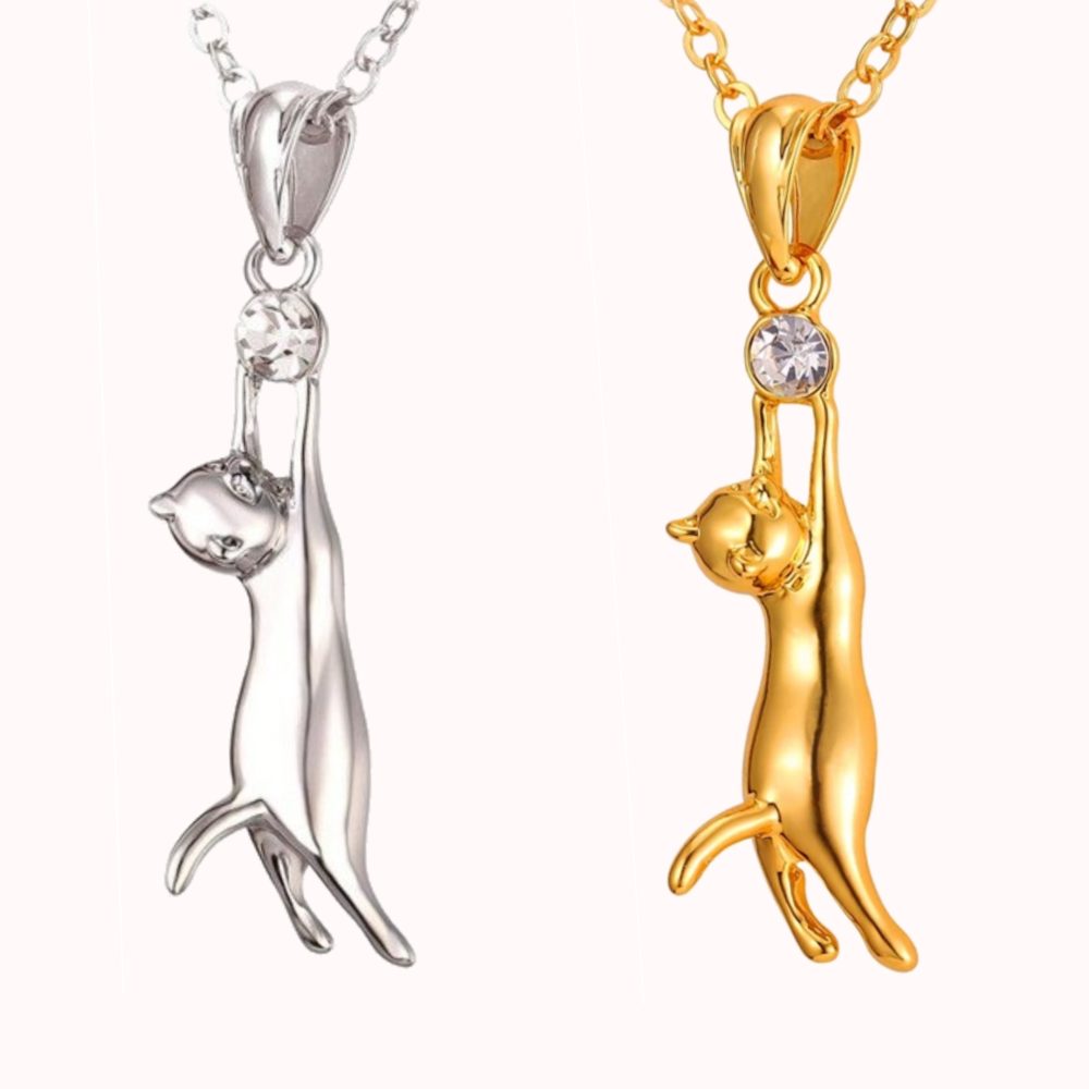 AUSSIE CAT PENDANT RHINESTONE NECKLACE