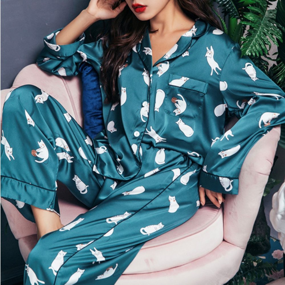 Cat Pajamas, Sleepwear, & Loungewear Sets for Women Cat Fashionista